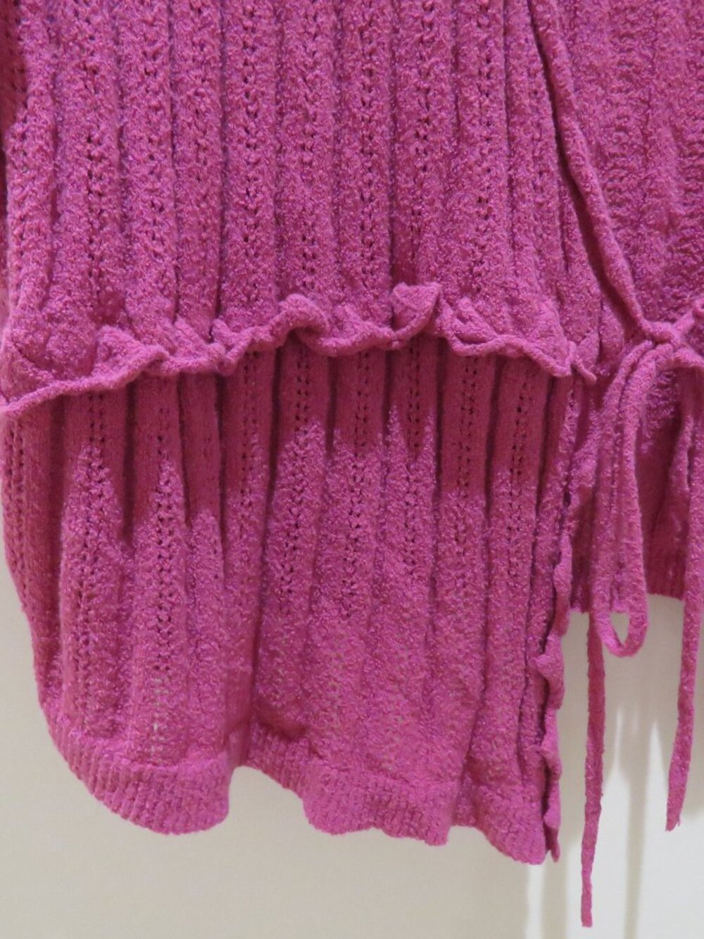 TORRID Cropped Tie-Front Shrug Cardigan Fuschia Red Marl Knit 1X Boho Plus Size - Picture 7 of 13